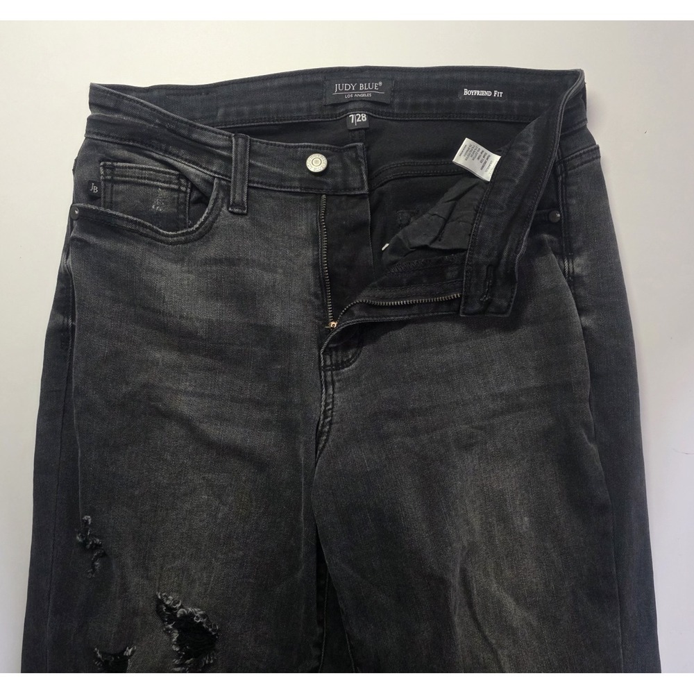 Judy‎ Blue Womens Size 7/28 Black Distressed Boyfriend Fit Denim Jean Pant
